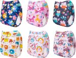 ALVABABY Baby Cloth Diapers 6 Pack + 12 Inserts One Size Adjustable Washable Reusable for Baby Girls and Boys 6BM102 - Image 6